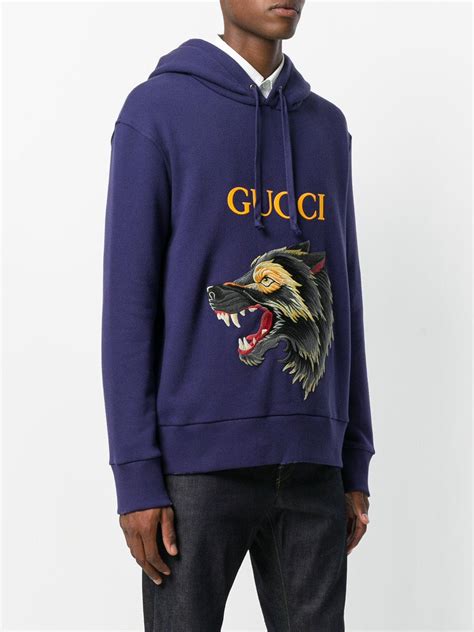 gucci wolf hoodie blue|gucci oversized hoodie.